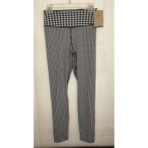 New Nike One Training Black White Houndstooth Women’s Small Mid Rise Tight Fit